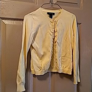 Lands End girls cardigan sweater yellow 7/8.